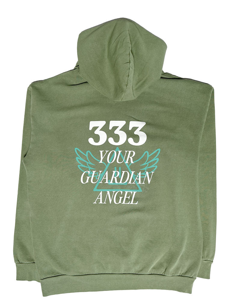 a green hoodie with the number 333 on it