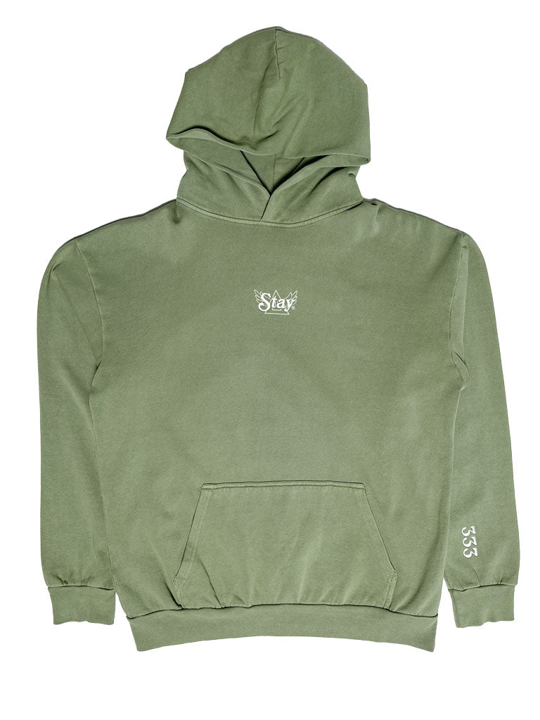 333 Angel Number Hoodie - Oil Green