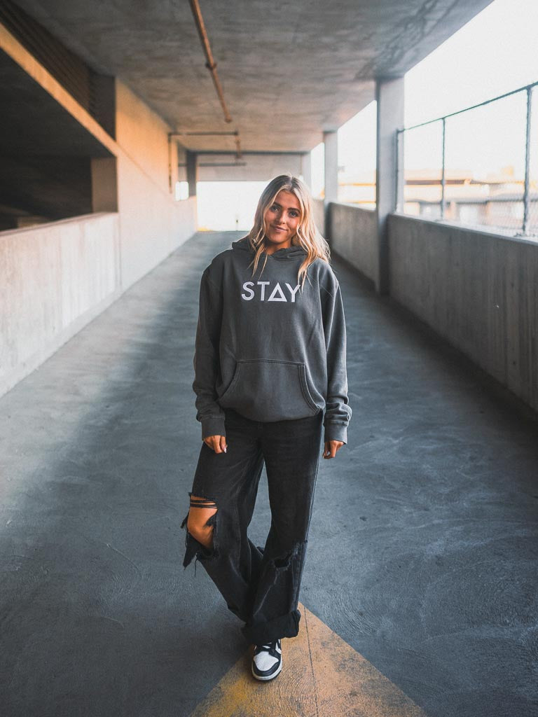 Stay Hoodie Embroidered - Pigment Black