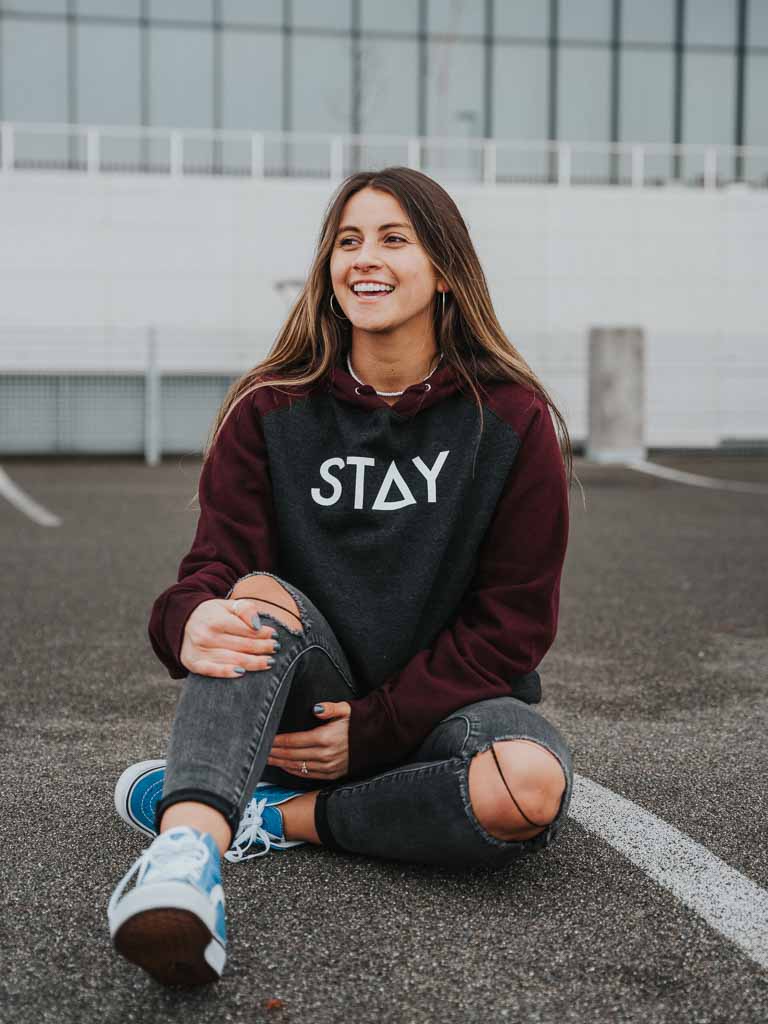 Stay Hoodie - Burgundy / Charcoal - STAY WEAR