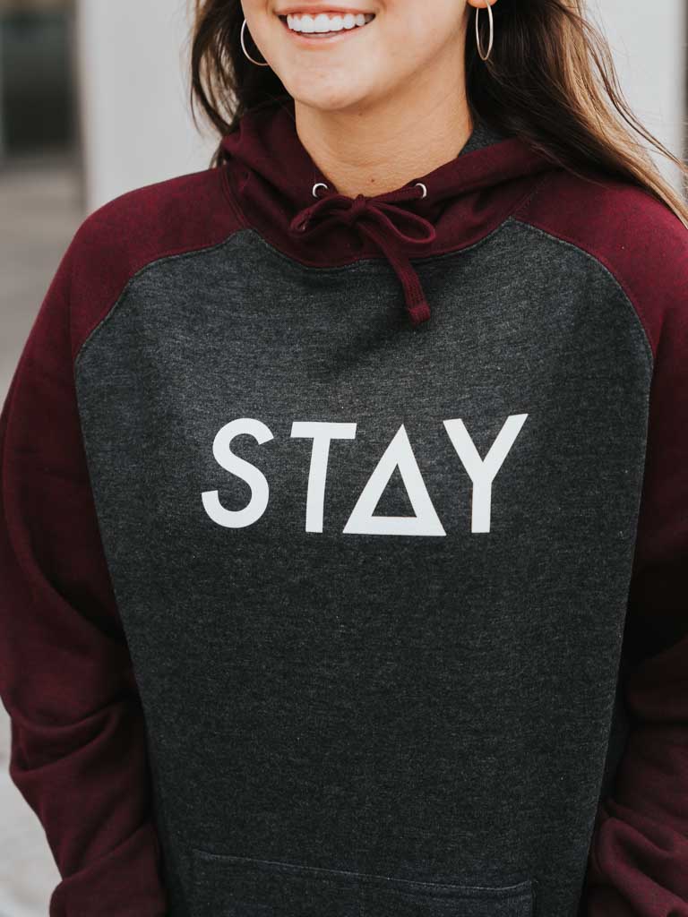Stay Hoodie - Burgundy / Charcoal - STAY WEAR