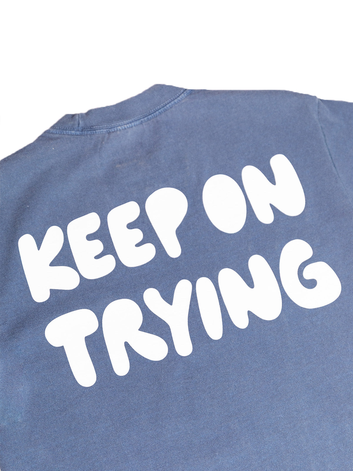 Keep On Trying Oversized Tee - Washed Denim
